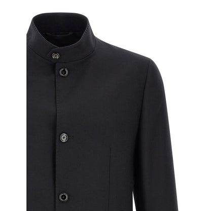 Lardini Black Cashmere Full-Length Jacket