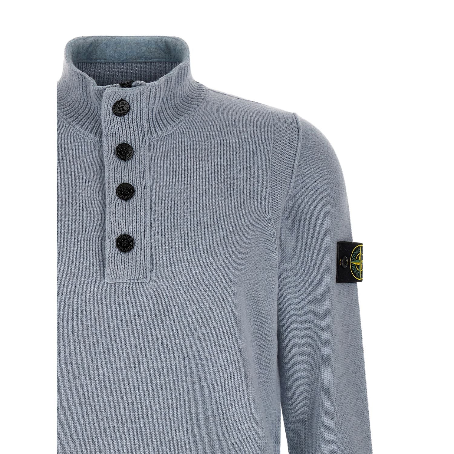 Stone Island Blue Virgin Wool Cardigan