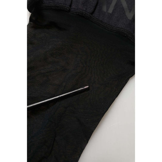 Dolce & Gabbana Black Nylon Logo Calf Long Women Accessory Socks