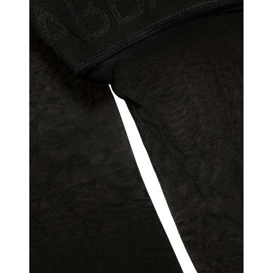 Dolce & Gabbana Black Nylon Logo Calf Long Women Accessory Socks