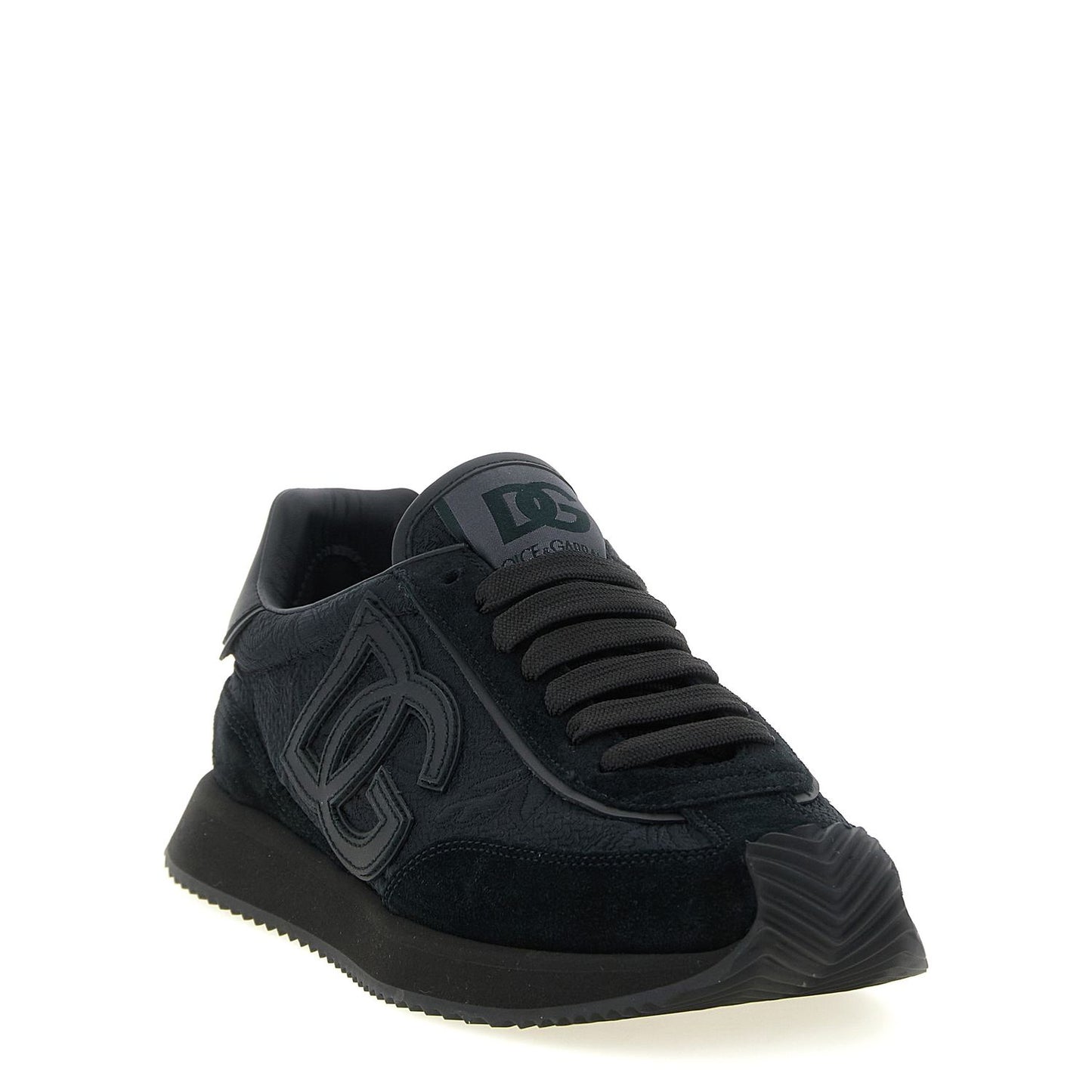 Dolce & Gabbana Black Leather Athletic Sneakers