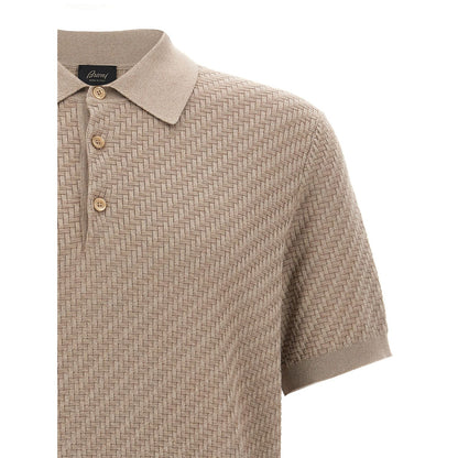 Brioni Beige Cotton Polo Shirt