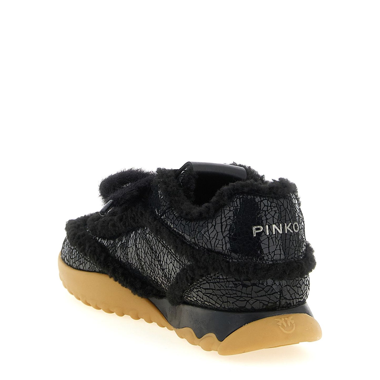 PINKO Black Cowhide Chunky Sneakers