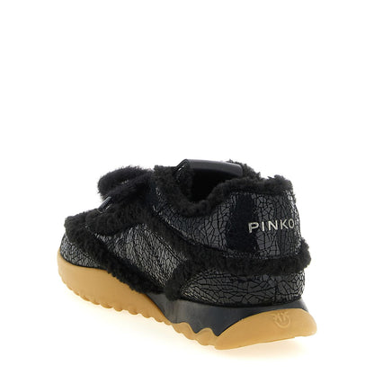 PINKO Black Cowhide Chunky Sneakers