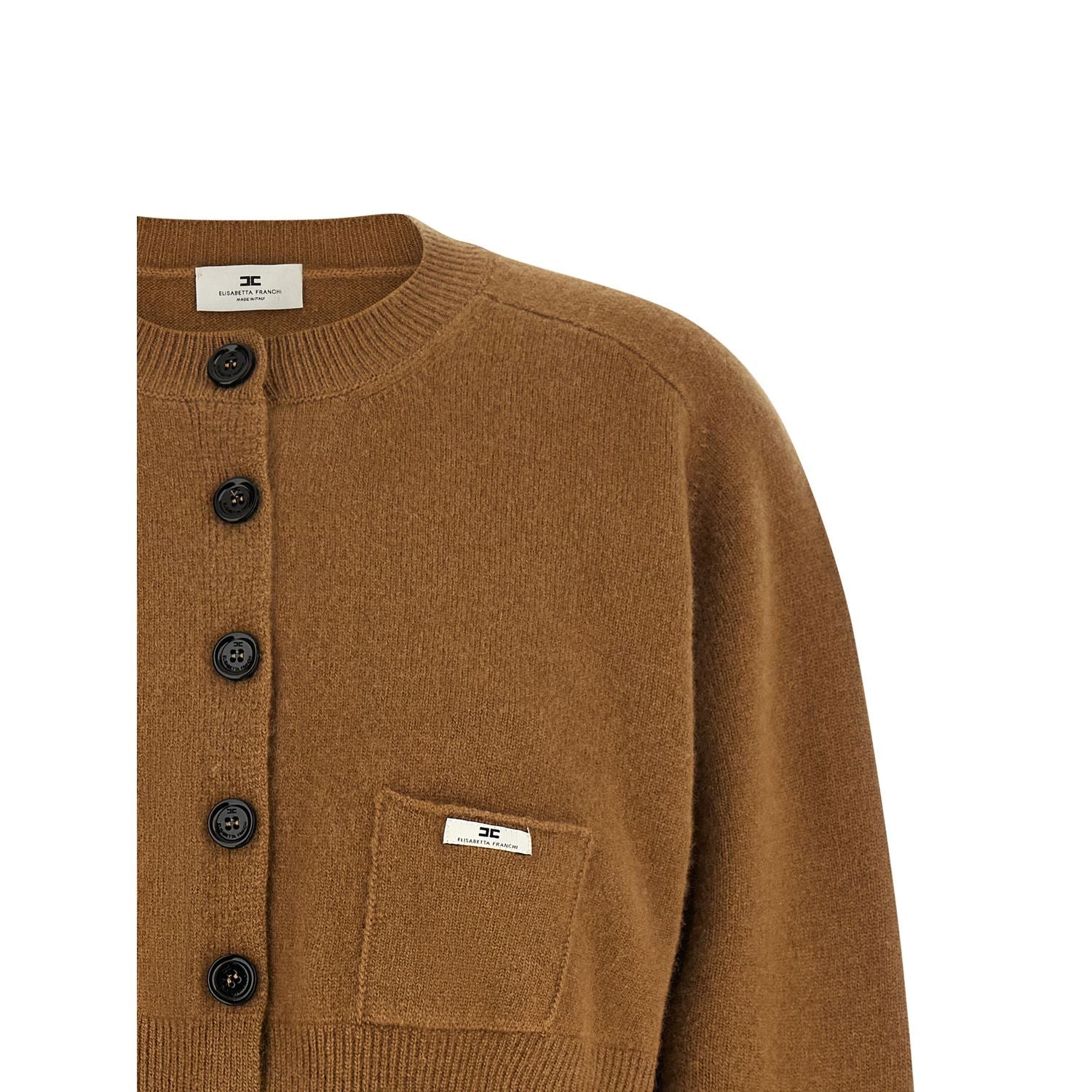 Elisabetta Franchi Brown Wool Cardigan