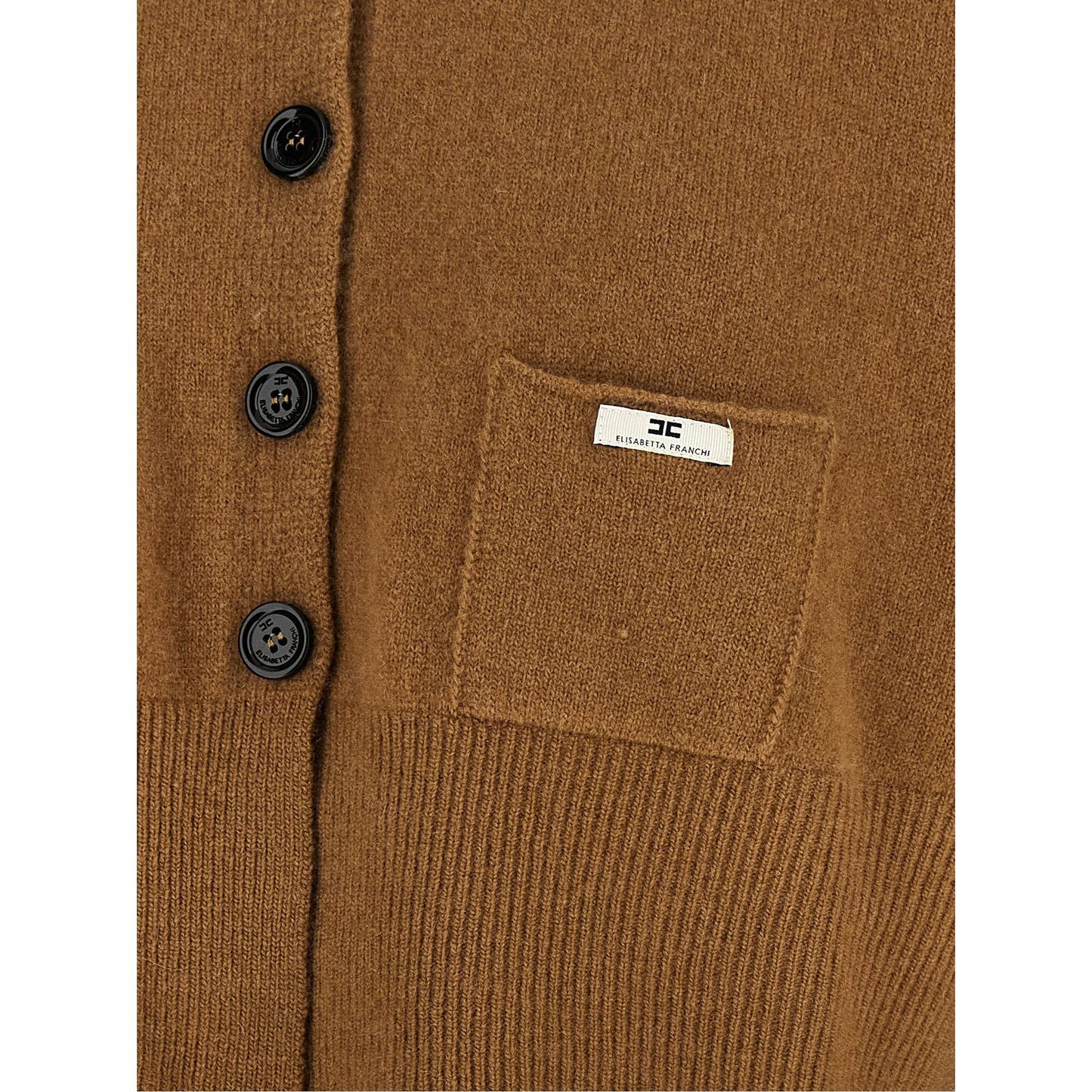 Elisabetta Franchi Brown Wool Cardigan