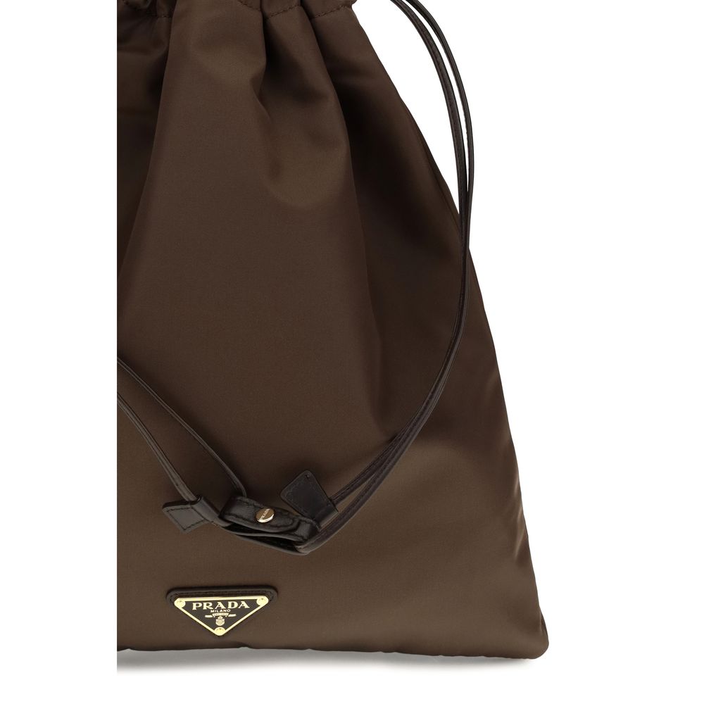 Prada Brown Polyamide Clutch Bag