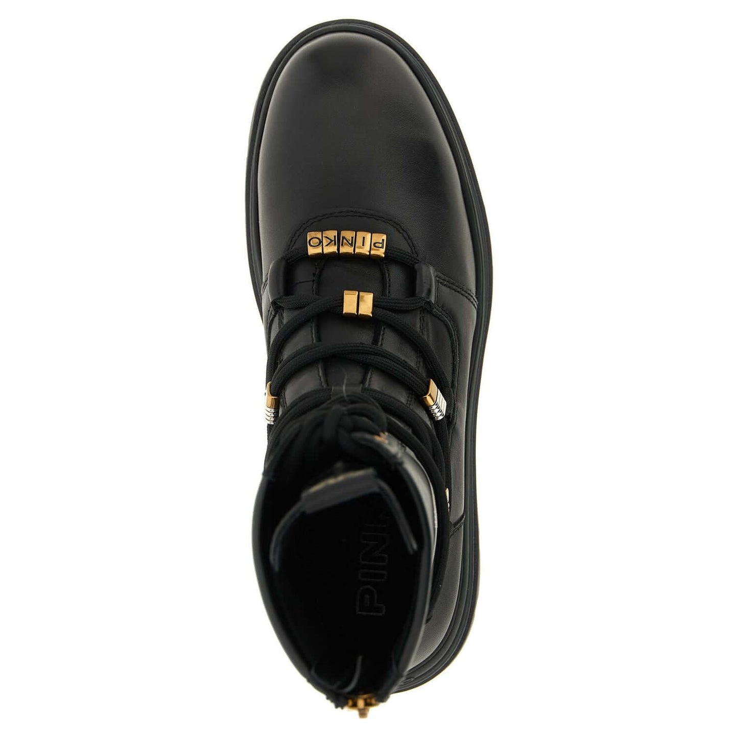 PINKO Black Cowhide Lace-Up Boots