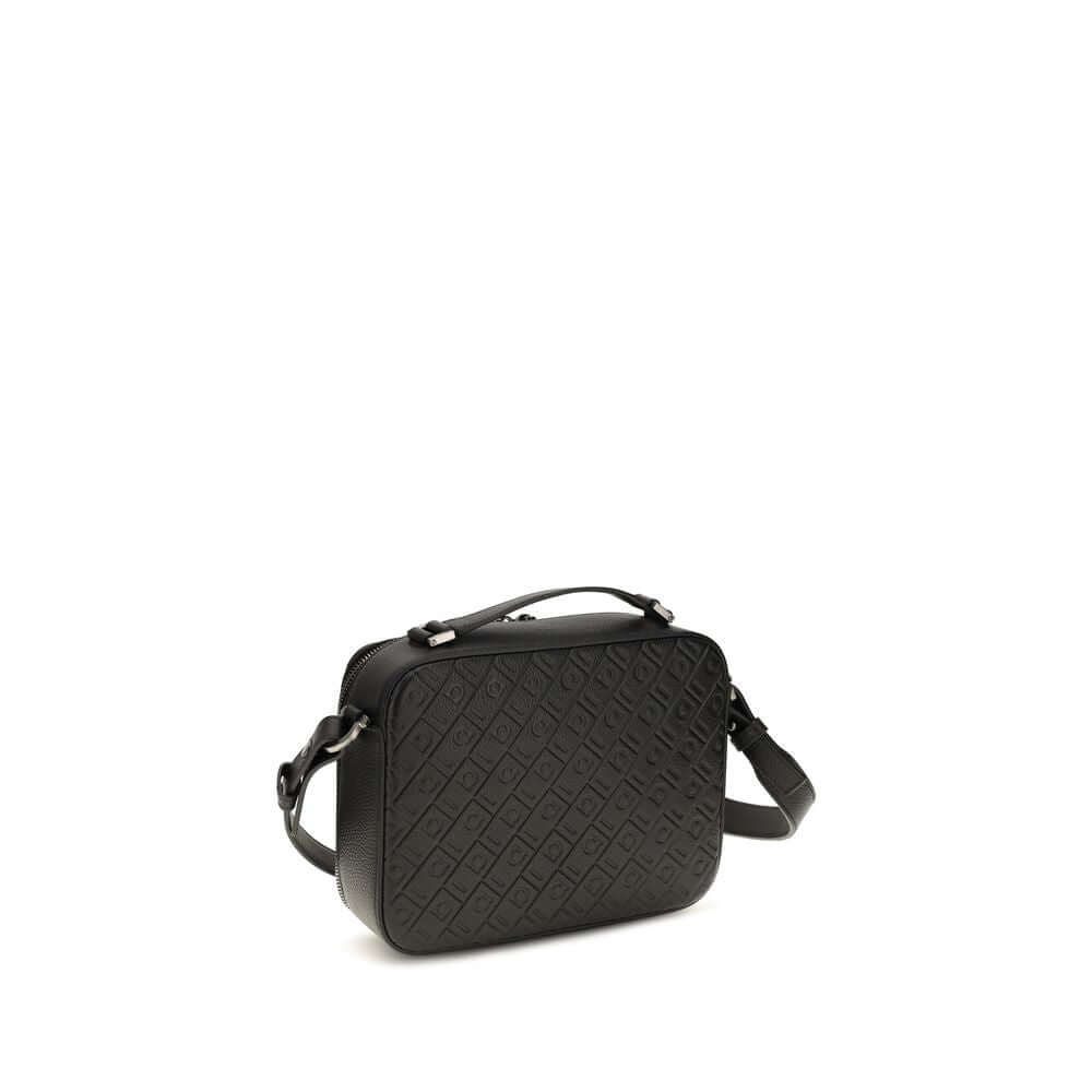 Ferragamo Black Calf Leather Bos Taurus Shoulder Bag