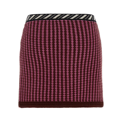 Versace Multicolor Virgin Wool Long Skirt