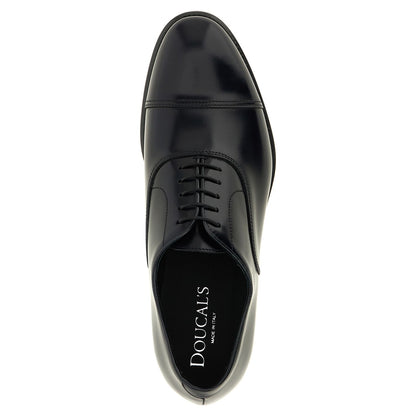 Doucal's Black Lamb Leather Oxfords And Derbies