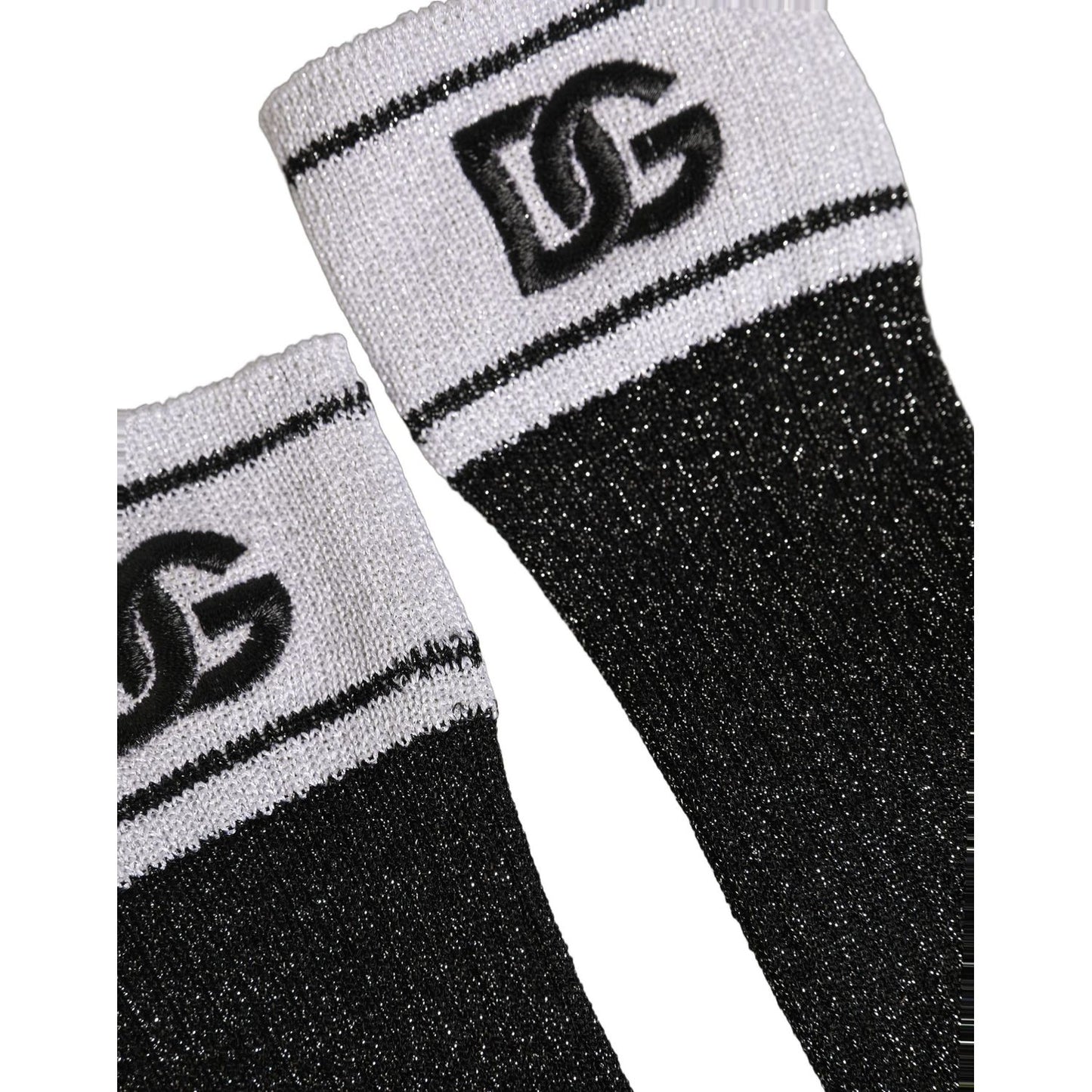 Dolce & Gabbana Black Viscose DG Logo Knee High Accessory Socks