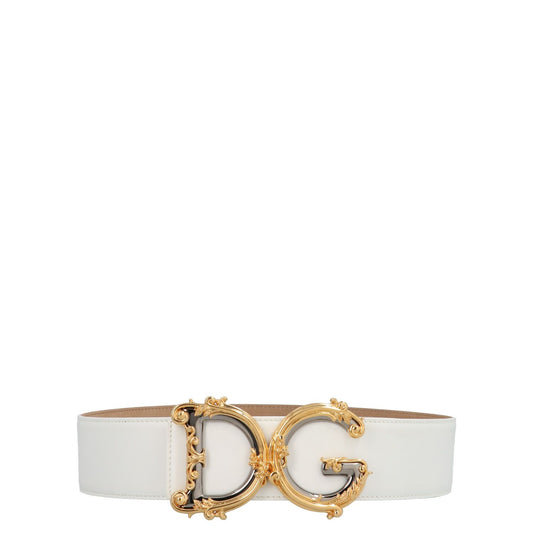 Dolce & Gabbana White Calfskin High-Waist Belt