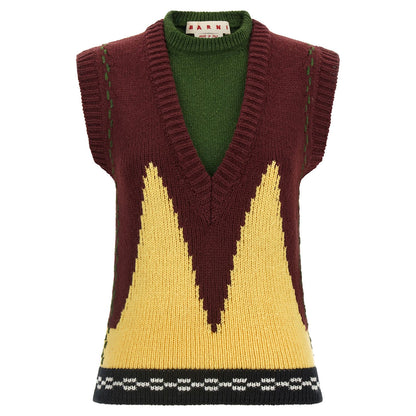 Marni Bordeaux Wool Sleeveless Jacket