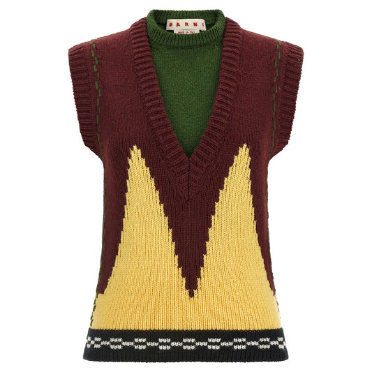 Marni Bordeaux Wool Sleeveless Jacket