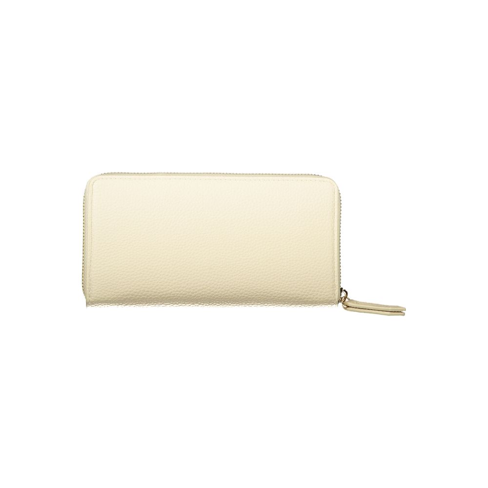 Mario Valentino Beige Polyurethane Women's Wallet with Coin Purse and Card Spaces