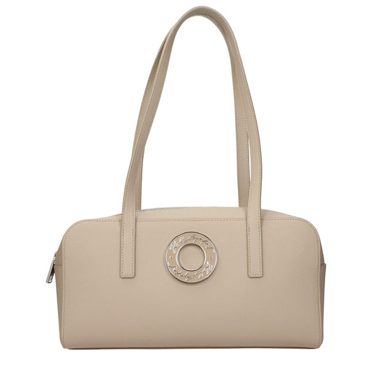 Karl Lagerfeld Beige Leather Shoulder Bag