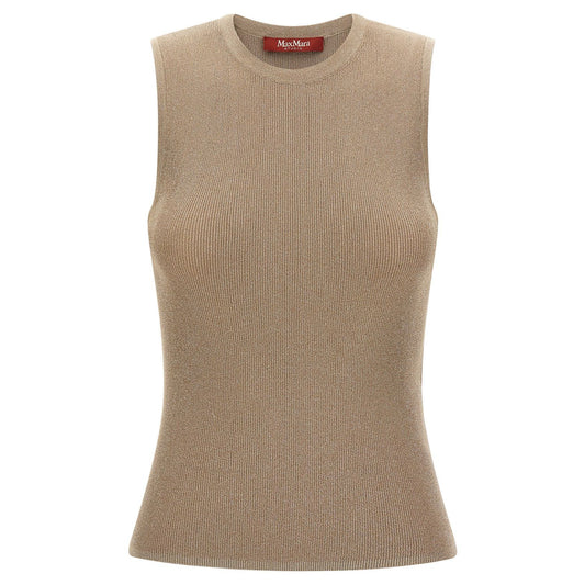 Max Mara Beige Polyamide Sleeveles T-Shirt
