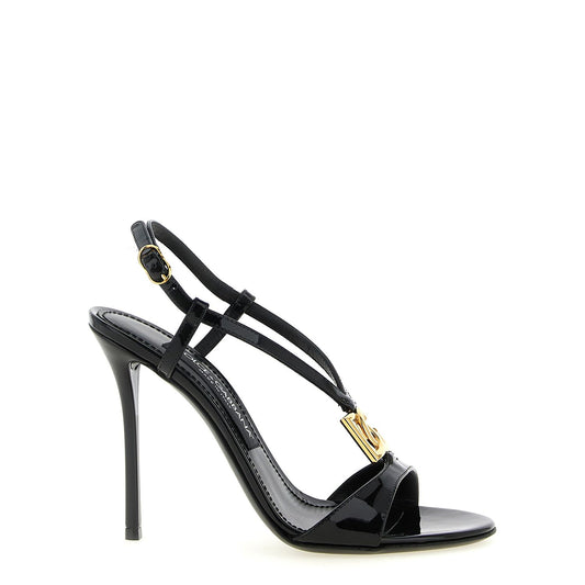 Dolce & Gabbana Black Calfskin Stiletto Heel Sandals