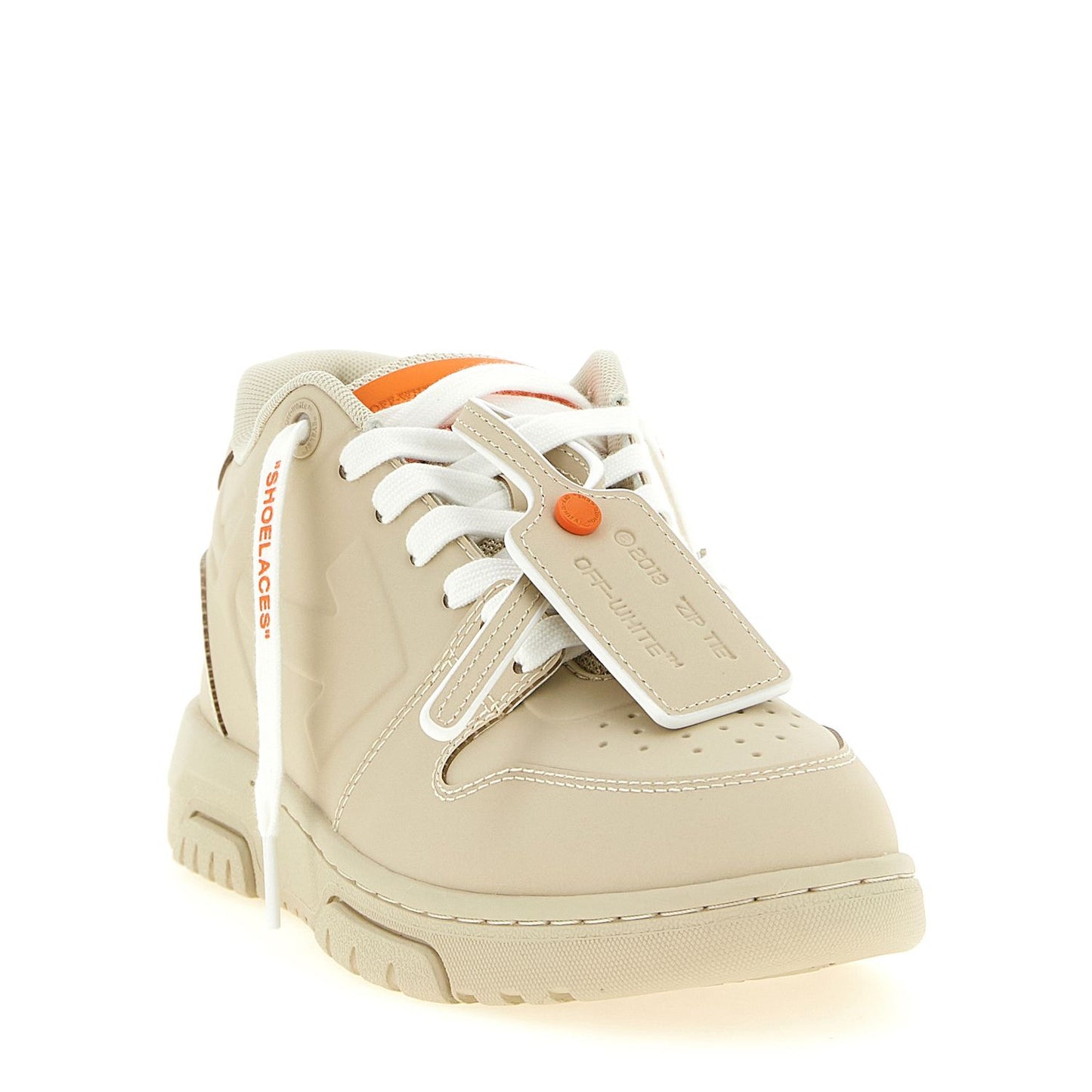 Off-White Beige Plastic Athletic Sneakers