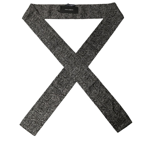 Dolce & Gabbana Black White Herringbone Tweed Shawl Scarf