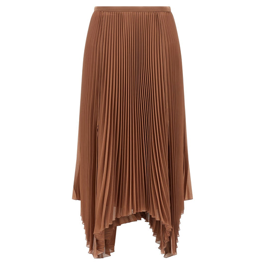 Valentino Garavani Brown Silk Midi Skirt