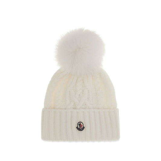 Moncler White Wool Oves Aries Beanie
