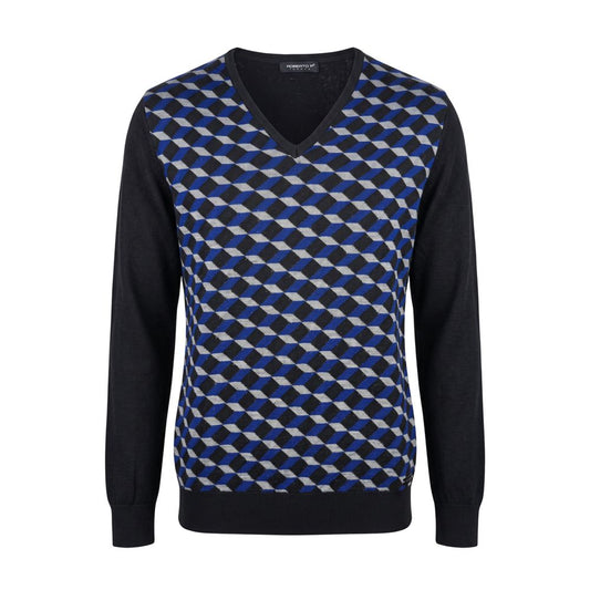 Roberto Pepe Luxury Blue Wool Men's Sweater