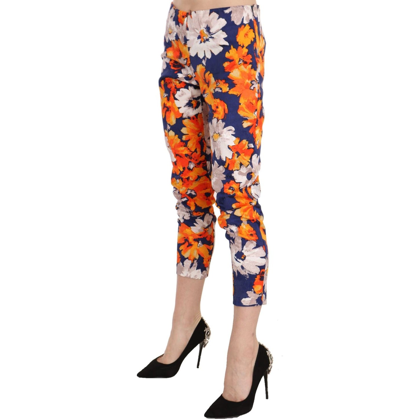 LANACAPRINA Floral Print Skinny Mid-Waist Pants LANACAPRINA