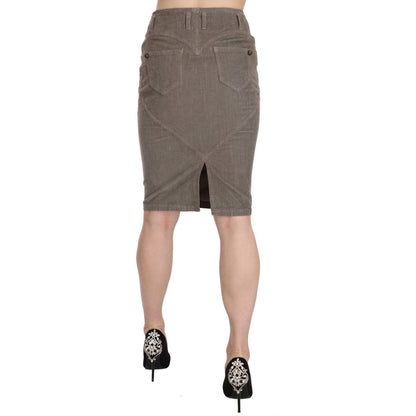 Just Cavalli Gray Corduroy Pencil Straight A-Line Skirt