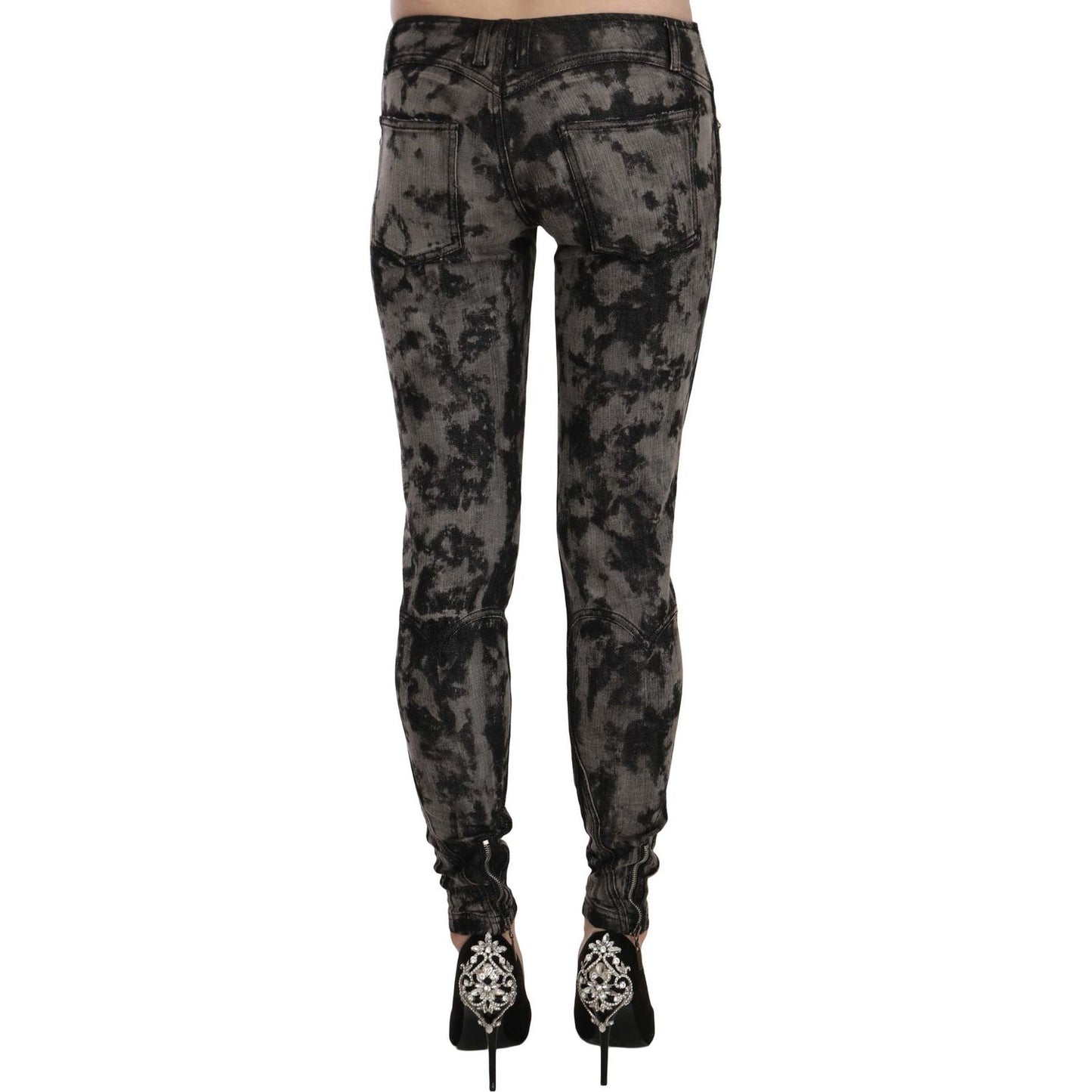 Just Cavalli Black Gray Faded Low Waist Skinny Denim Trousers Jeans