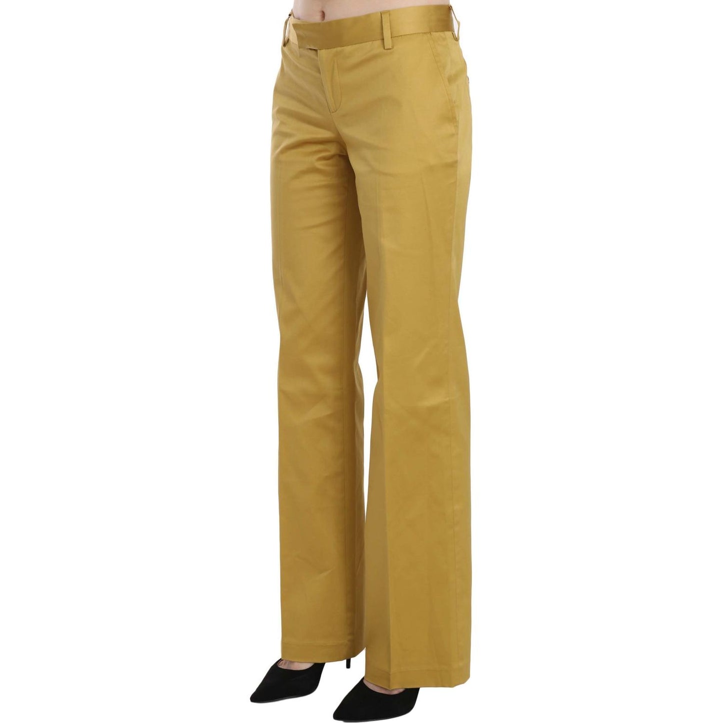 Just Cavalli Mustard Yellow Straight Formal Trousers Pants