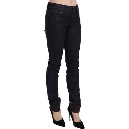 Just Cavalli Black Cotton Low Waist Skinny Denim Pants