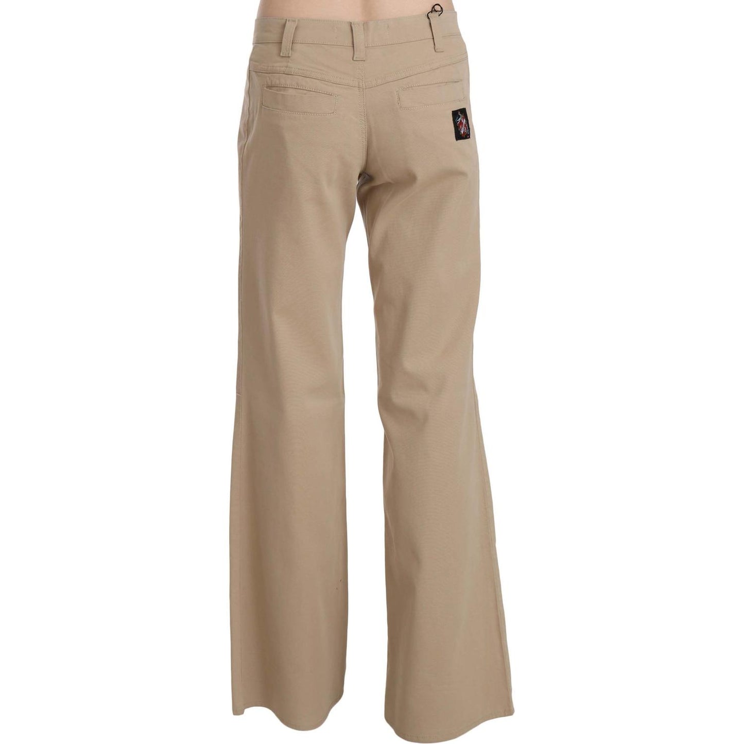 Just Cavalli Beige Mid Waist Flared Luxury Trousers Jeans & Pants Just Cavalli