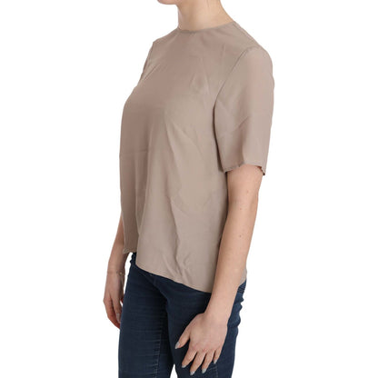 Dolce & Gabbana Beige Crew Neck Short Sleeve Blouse
