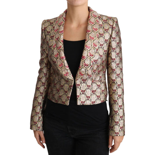 Dolce & Gabbana Glittering Gold Floral Sequined Blazer Jacket Coats & Jackets Dolce & Gabbana