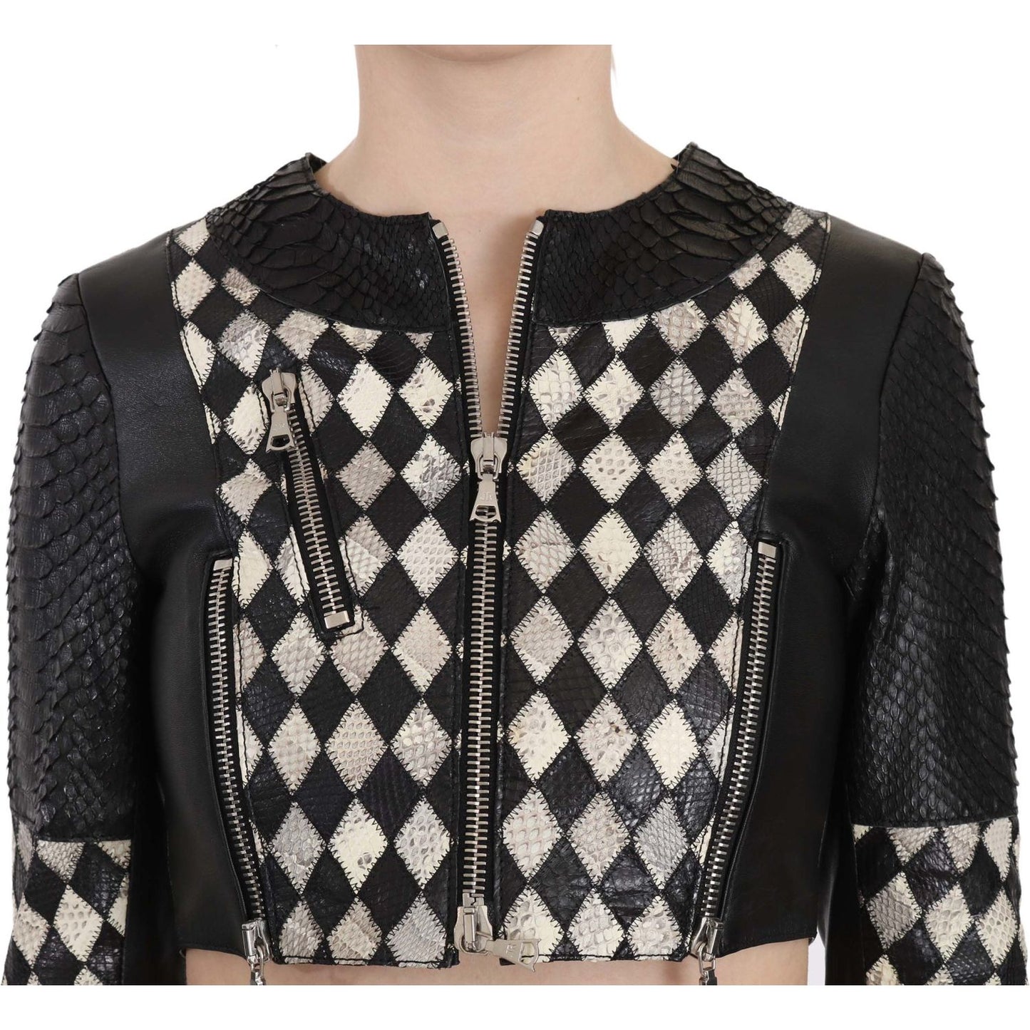 John Richmond Chic Biker-Inspired Cropped Leather Jacket Coats & Jackets John Richmond