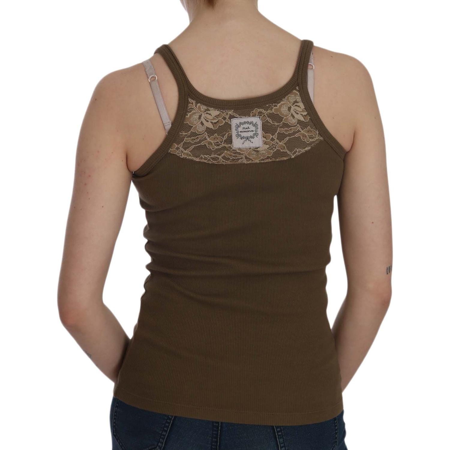 PINK MEMORIES Brown Sleeveless Spaghetti Strap Blouse Top