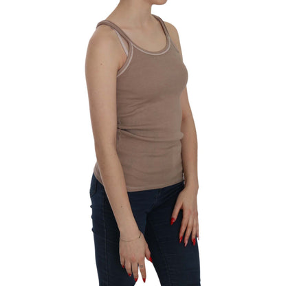 PINK MEMORIES Brown Sleeveless Spaghetti Strap Tank Blouse
