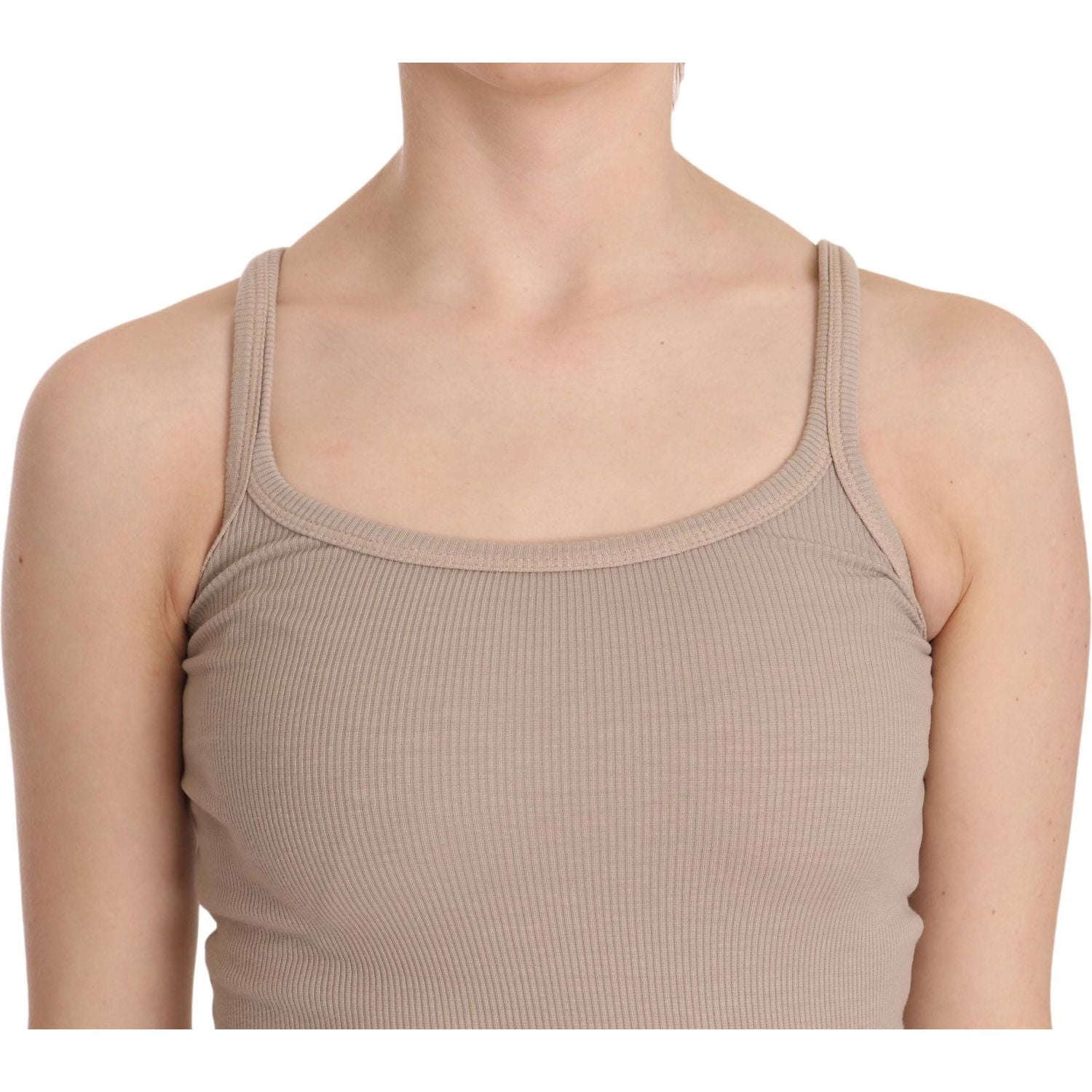 PINK MEMORIES Brown Sleeveless Spaghetti Strap Top Blouse