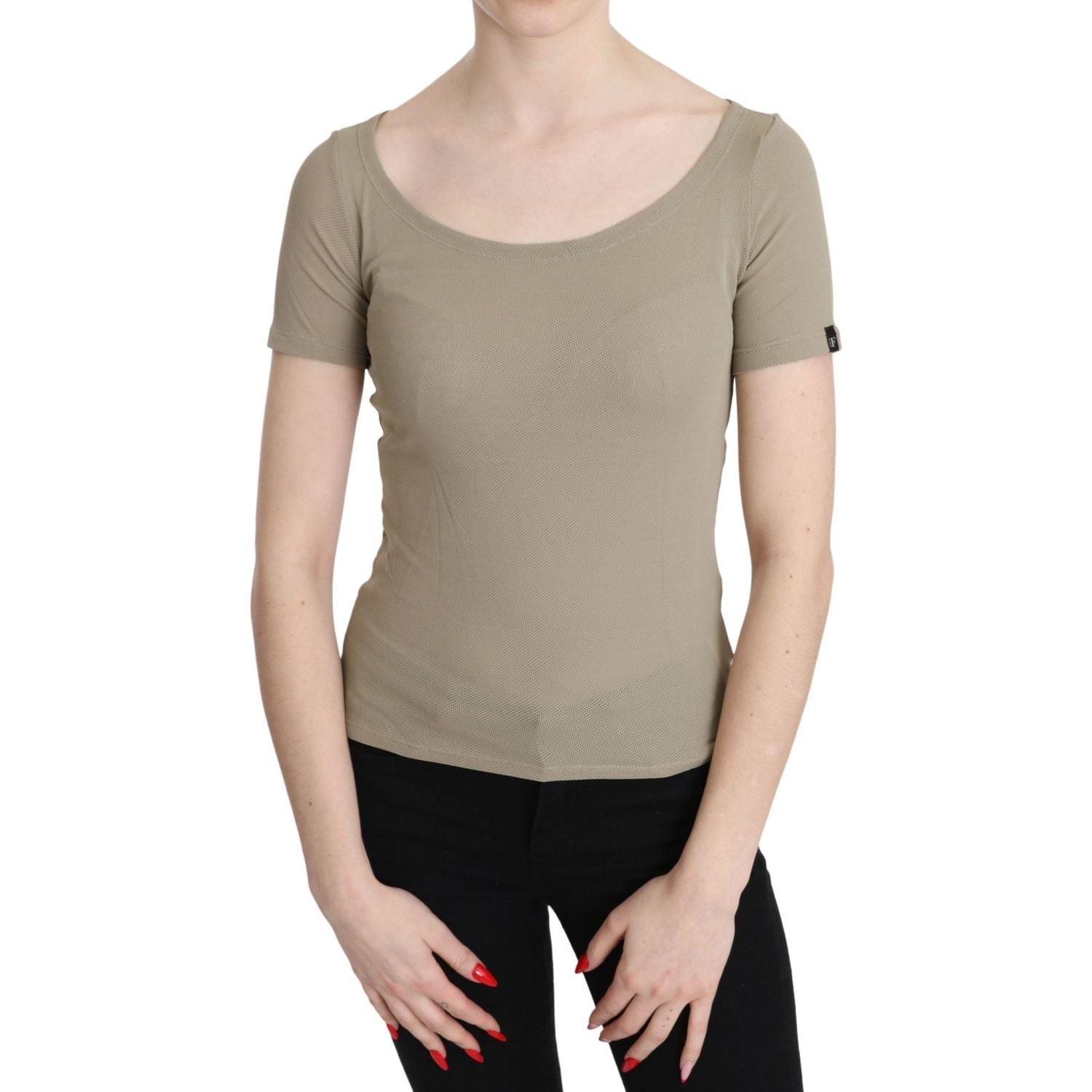 GF Ferre Gray 100% Nylon Short Sleeve Casual Tank Top Blouse