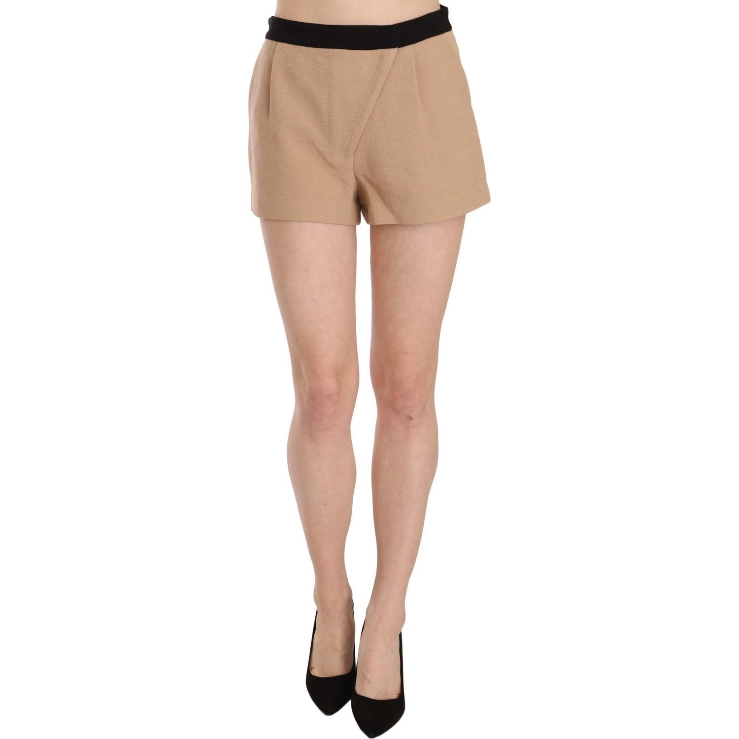 Costume National Shorts Beige Cotton Mid Waist Mini Short