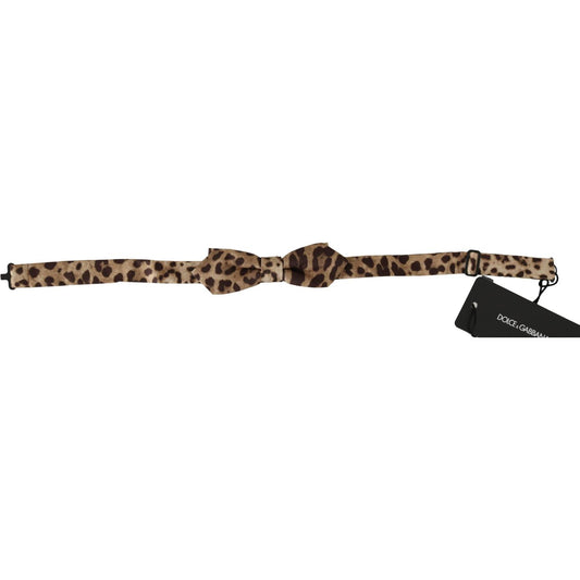 Dolce & Gabbana Brown Leopard Silk Adjustable Neck Papillon Men Bow Tie