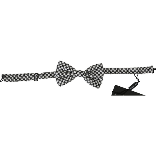 Dolce & Gabbana Elegant Black White Circle Silk Bow Tie Bow Tie Dolce & Gabbana