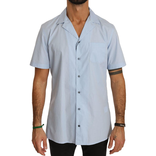 Dolce & Gabbana Blue Short Sleeve 100% Cotton Top Shirt