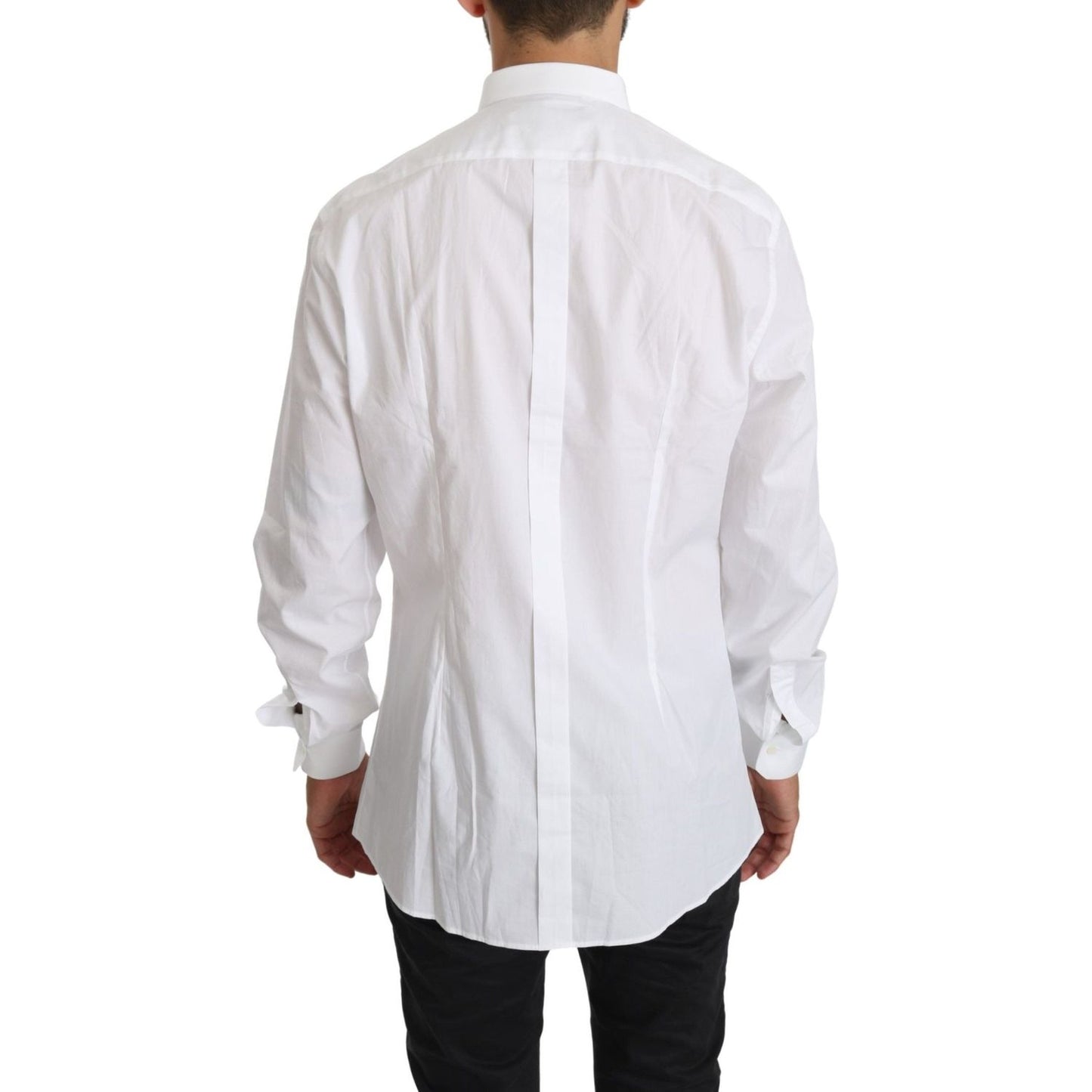 Dolce & Gabbana Elegant White Cotton Gold Fit Shirt MAN TOPS AND SHIRTS Dolce & Gabbana