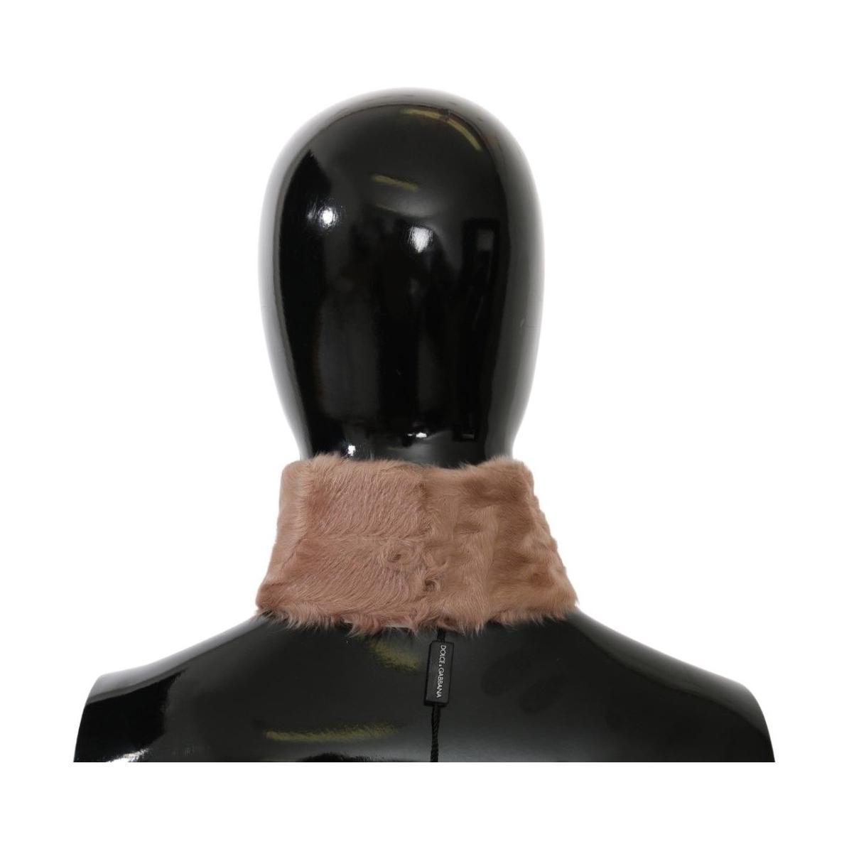 Dolce & Gabbana Beige Fur Neck Collar Lambskin Scarf