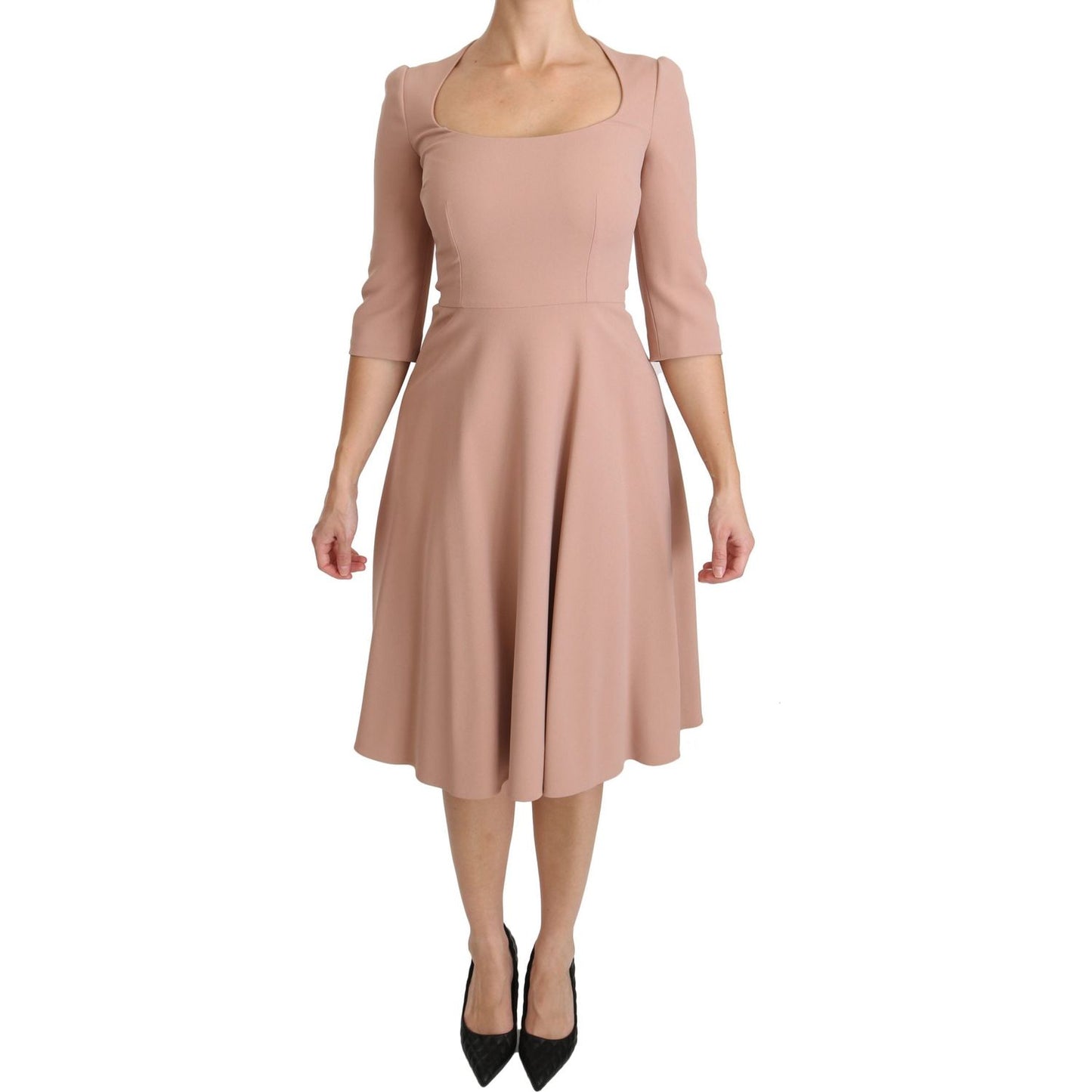 Dolce & Gabbana Pink 3/4 Sleeves A-line Viscose Dress