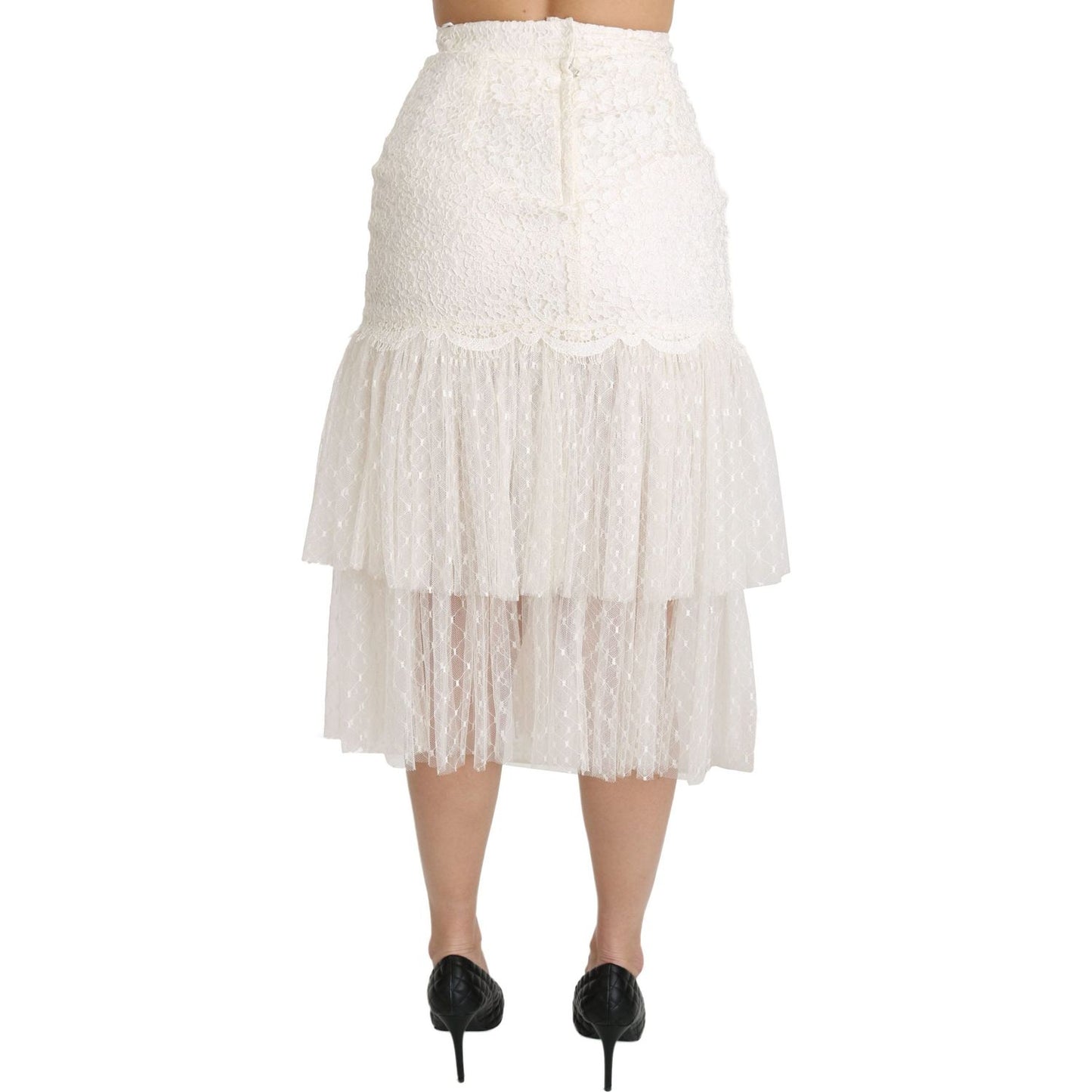 Dolce & Gabbana Elegant White Lace High-Waist Skirt Dolce & Gabbana