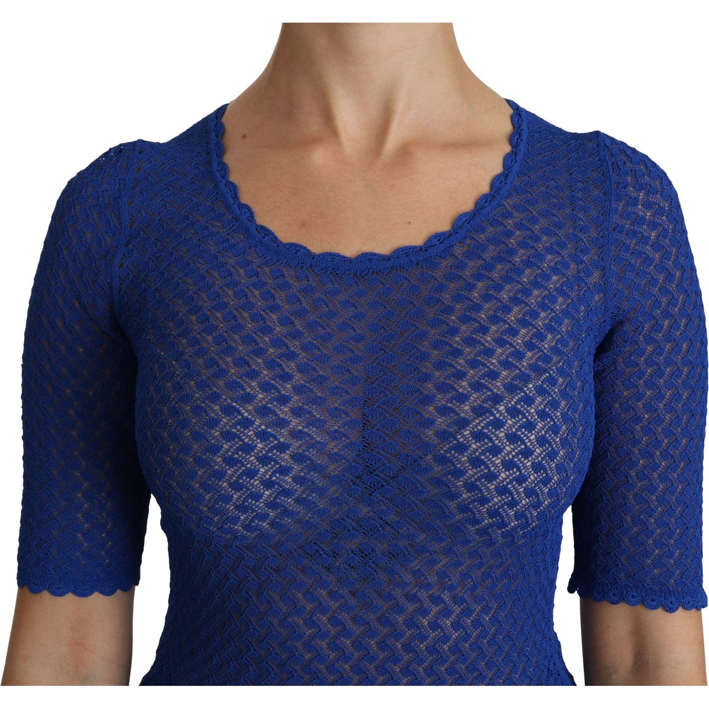 Dolce & Gabbana Elegant Blue Sheer Blouse Dolce & Gabbana